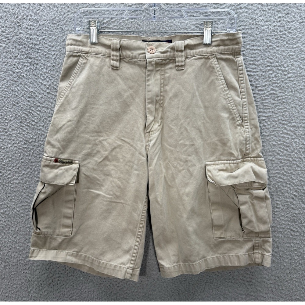 Vintage US Polo Assn Shorts Mens 30 Tan Cargo Baggy Grunge Skater 90s Y2K